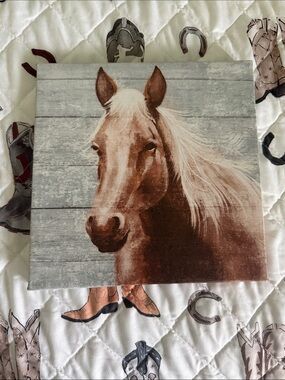 Horse Portrait Canvas Wall Art - Brown & Cream